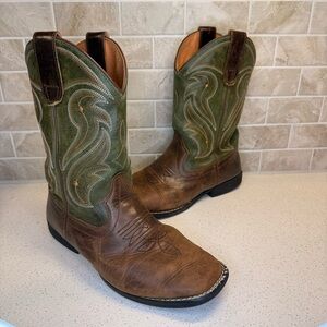Kids Rank 45 Brown and Green Cowboy Boots